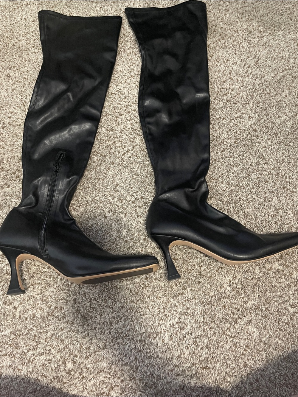 Tony Bianco Black Over-the-Knee Pointed-Toe Heeled Boots